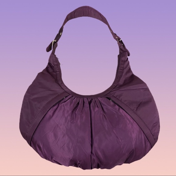 Handbags - Satiny Padded Purple Hobo Bag